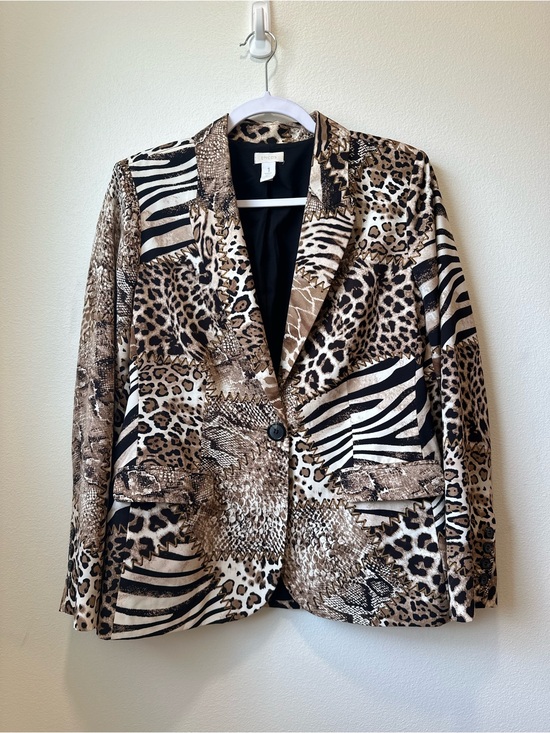 Chico's Jackets & Blazers - Chico’s Animal Print Patchwork Blazer Size 1 Leopard Zebra Snakeskin